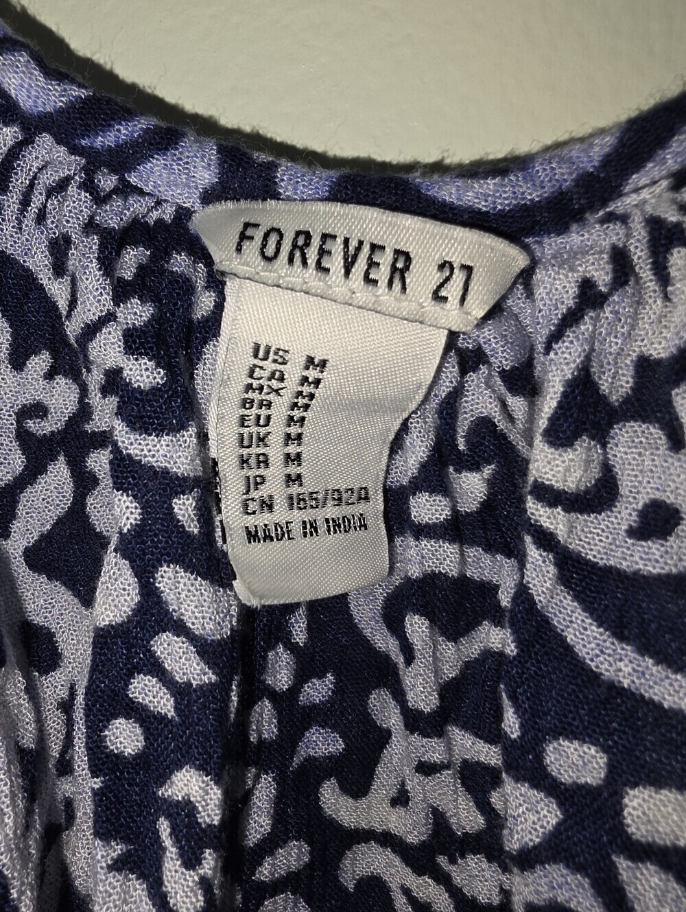 Forever 21 Navy and Light Blue Printed Spaghetti Strap Camisole - Picture 3 of 3